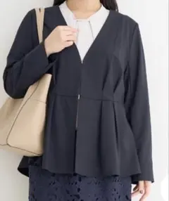 【新品未使用】Re-J&SUPURE ノーカラーペプラムジャケット　XXL