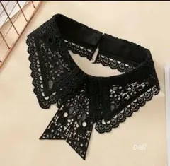 黒　つけ襟 リボン 花柄 フラワー フェイクカラー レース おしゃれ 着回し