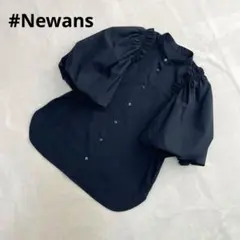 #Newans ハッシュニュアンス バルーンスリーブ ブラウス ネイビー