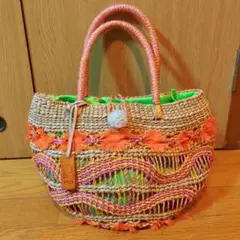 カル　cal カラフル 編み込み デザインのかごバッグ