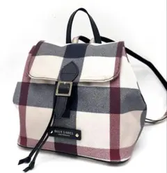 ブルーレーベル クレストブリッジ リュック チェック柄 PVC シボ革 ブラック
