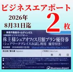 東急不動産ホールディングス シェアオフィス ビジネスエアポート優待券2枚g