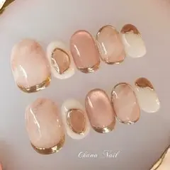 うる艶 ピンクベージュ 大人可愛いネイル　サイズオーダーネイルチップ