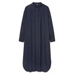 【ゆったりLサイズ】ユニクロ バンドカラーのロングワンピース
