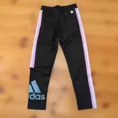 adidas ブラック ピンク ストライプ ロング　ジャージ　パンツ