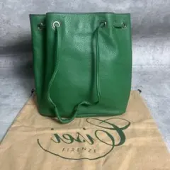 【極美品】シセイ ハンドバッグ グリーン 巾着 ドローストリング 極美品】シセイ ハンドバッグ グリーン 巾着 ドローストリング