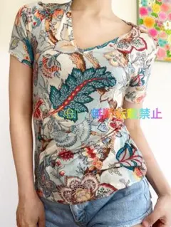 【極美品】ETRO 爽やかなベーズリーデザイン　シャツブラウス 極美品】ETRO 爽やかなベーズリーデザイン シャツブラウス