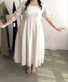 CLETTE 袖リボンチェックワンピース　アイボリー4L CLETTE 袖リボンチェックワンピース アイボリー4L - メルカリ