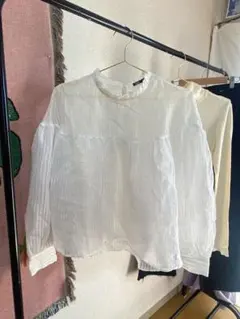 ZARA ブラウス　オーガンジー リボン シースルー