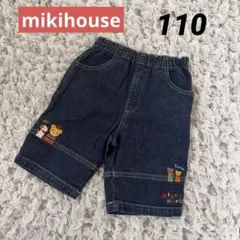 ミキハウス　デニム半ズボン　プッチーくん　刺繍ワッペン　110cm