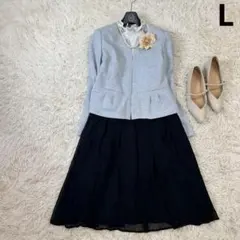 フォーマルセット ノーカラージャケット スカート　グレー ブラック