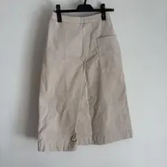 アイボリー　ポケット付き コーデュロイロングスカート S