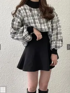 GRL インパン裏地付きフレアミニスカート ブラック