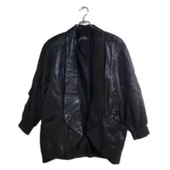 本革 レザージャケット L相当 黒 おしゃれ 秋冬 ゆったり 羽織り