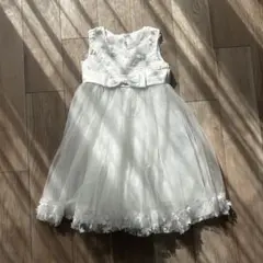 【美品】ピアノ発表会 ドレス ホワイト 120 130 レース チュール 結婚式