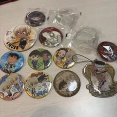K*。様 名探偵コナン グッズまとめ売り 缶バッジ ラバーストラップ 11点セッ