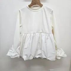 新品 バルーントップス ペプラム フレアトップス ストレッチ素材 アイボリー