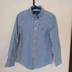 【値下げ】Ralph Lauren シャツ 青白チェック S(8) 140/68