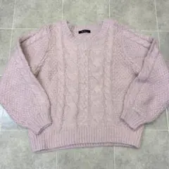 vネック ニット長袖ピンク