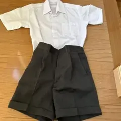 フォーマルセット 白シャツ チャコールショートパンツ(サスペンダー付)
