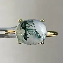 モスアゲートのオーバルカボションリング260328