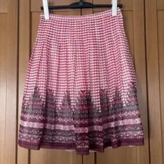 persodea フレアスカート L 幾何学柄 総柄 ピンク ボルドー ミモレ丈のサムネイル
