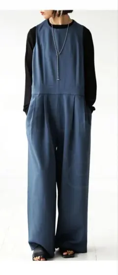 antiquaアンティカ 落ち感抜群 とろみ素材 大人サロペット