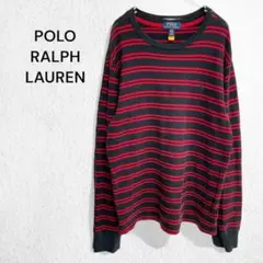 ポロラルフローレン リブカットソー ロンT ボーダー 長袖 トップス 刺繍ロゴ