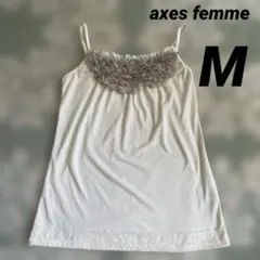 axes femme フラワー装飾付きホワイトキャミソール M