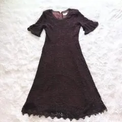 Soufukuya 洋服屋 総レース ワンピース ボルドー ベルスリーブ 日本製