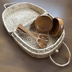 木製食器セット ナチュラルウッド サラダボウル　バスケット