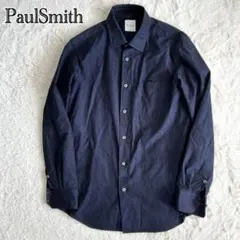 Paul Smith ジャガード　花柄　長袖シャツ　ネイビー　Lサイズ