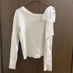 INGNI リボン付き リブニット トップス ホワイト