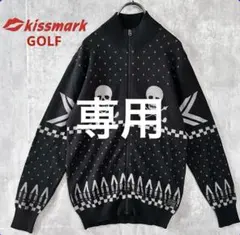 美品kissmark GOLF スカル柄 フルジップ ニットブルゾン Mサイズ
