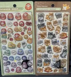 ボンボンドロップシール 和柄柴犬ほっこり　だるま2シートセット