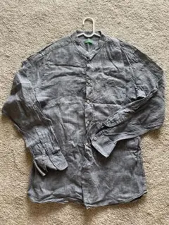 ベネトン　メンズ　リネン長袖シャツ　M