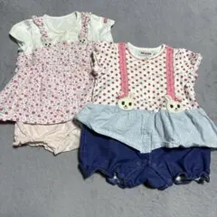 ミキハウス 重ね着風ロンパース 半袖 2点セット♪