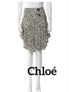 【Chloé 】クロエ シルクドット柄フリルスカート