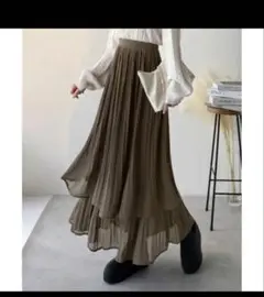 の*り様 ブラウンプリーツスカート XLサイズ