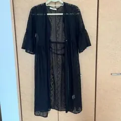 asknowas アズノゥアズ ジレ レース ロングカーディガン ブラックのサムネイル