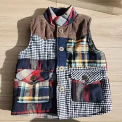 マルチカラーチェック柄ベスト 120cm