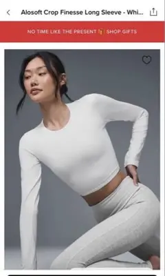 【正規品】Alo Yoga アロソフト クロップド長袖 ホワイト　Sサイズ