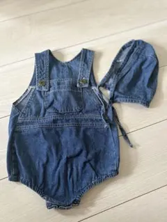 デニムロンパース　帽子　サロペット
