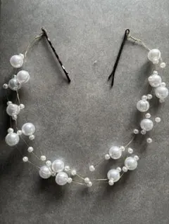 値下げ！バックカチューシャ　ヘッドアクセサリー　パール