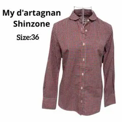 【美品】Shinzone マイダルタニアン チェック柄 丸襟シャツ 綿100%のサムネイル