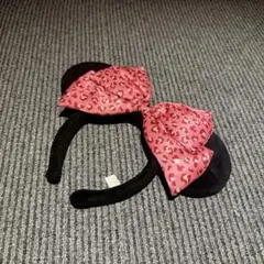 ミニー カチューシャ ピンクヒョウ柄