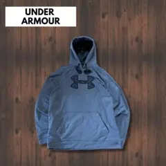 UNDER ARMOUR パーカー ビッグロゴ ブルーグレー XL相当