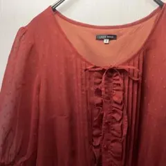 LEST ROSE 花柄シフォンワンピース 赤 フェミニン ウエストリボン M