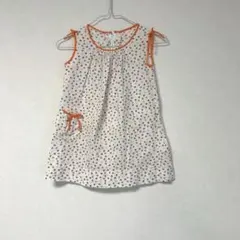 별무늬 슬리브리스 원피스 오렌지 리본 쇼와 레트로