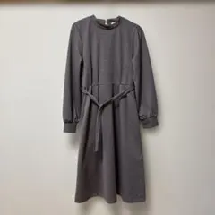 index チェック柄長袖ワンピース